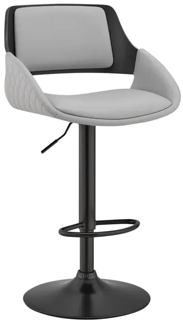 Colby Adjustable Gray Faux Leather and Black Finish Stool