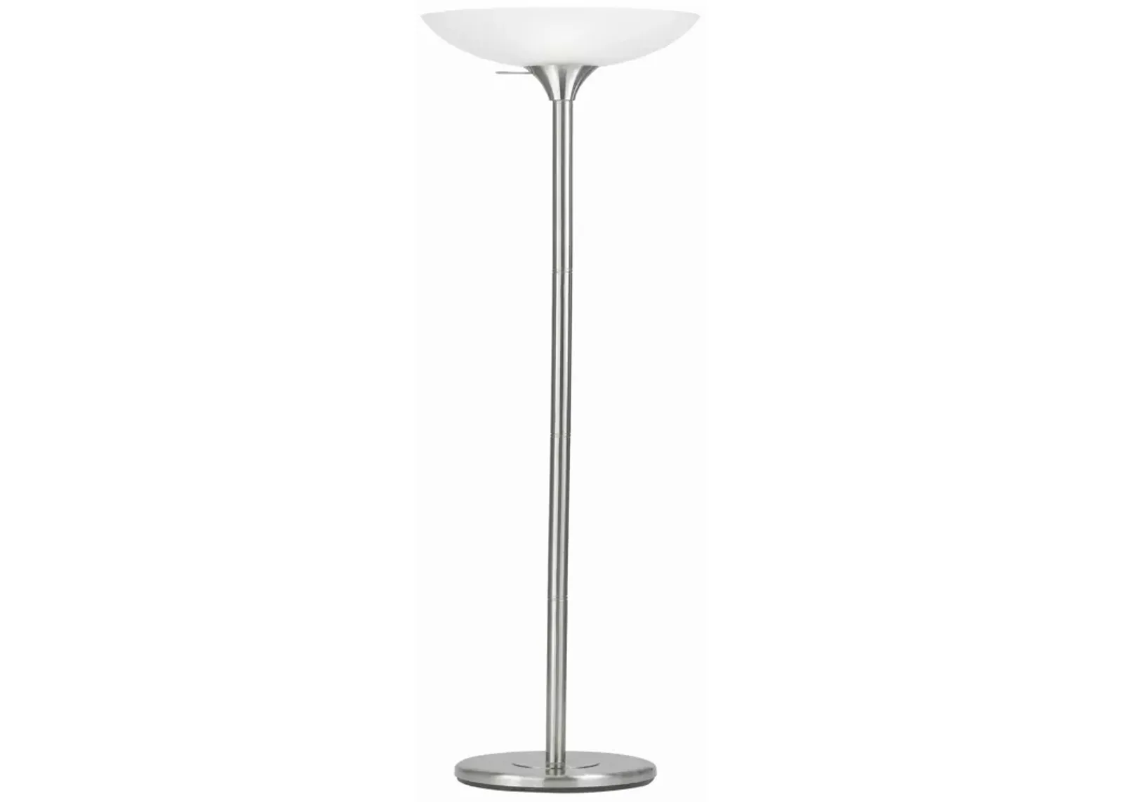 3 Way Torchiere Floor Lamp with Frosted Glass shade and Stable Base, White-Benzara