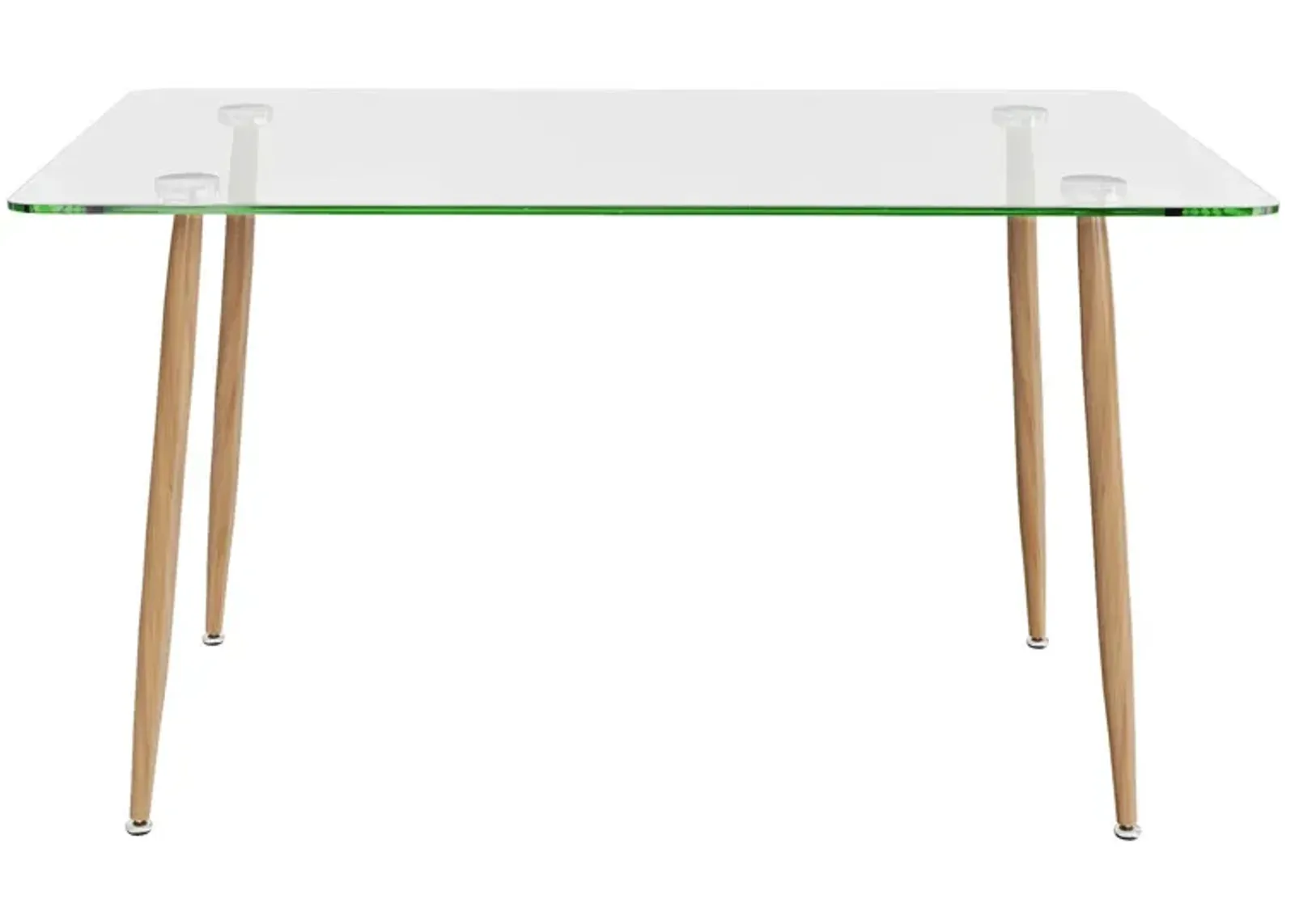 Modern Glass Rectangular Dining Table with Metal Legs