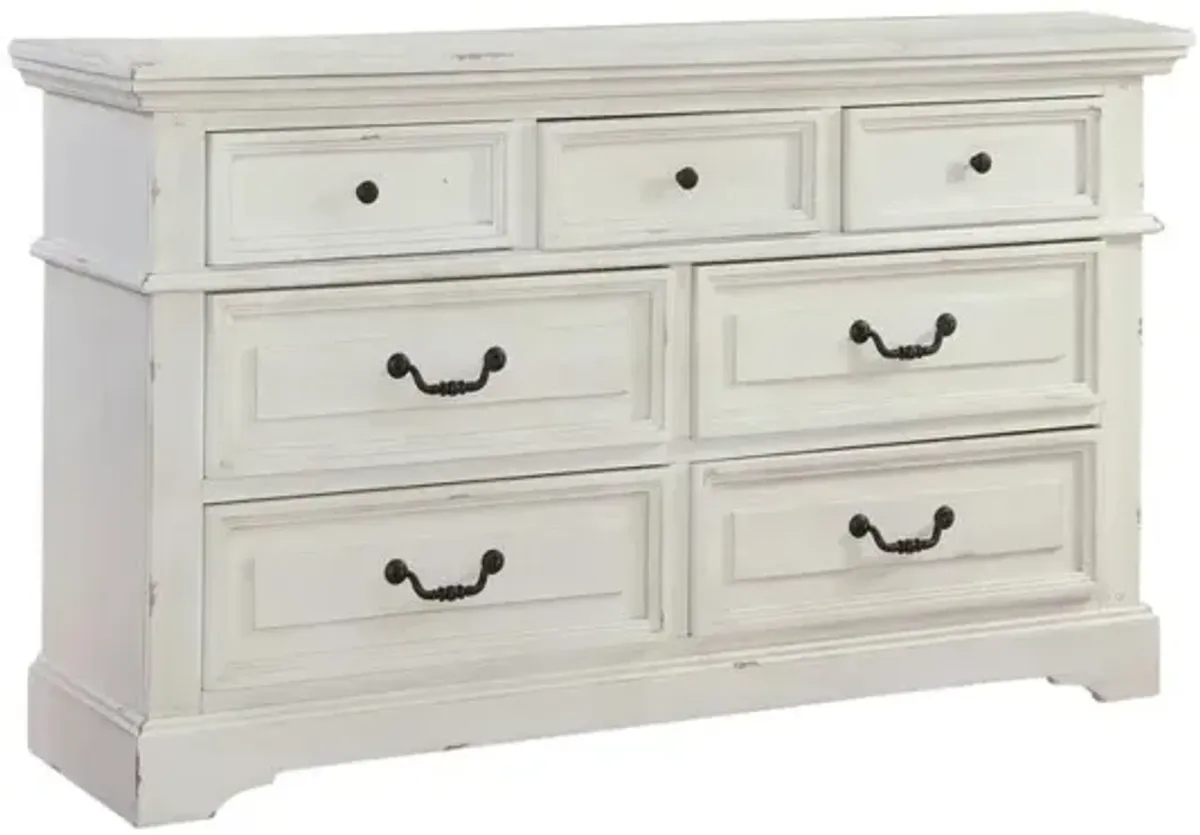 American Woodcrafters Stonebrook Dresser - Distressed Antique White