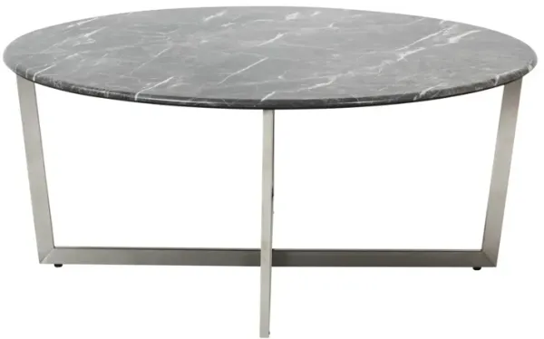 Hivvago Black on Stainless Faux Marble Round Coffee Table