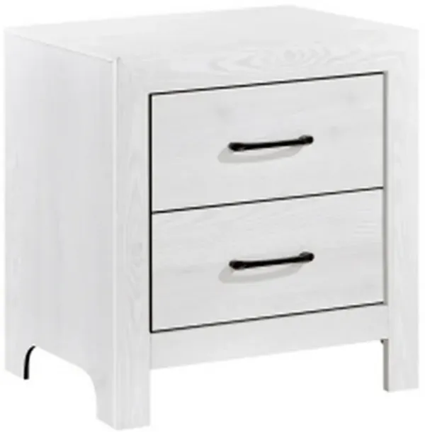 Eby 24 Inch Nightstand, 2 Drawers with Black Nickel Handles, White Finish - Benzara