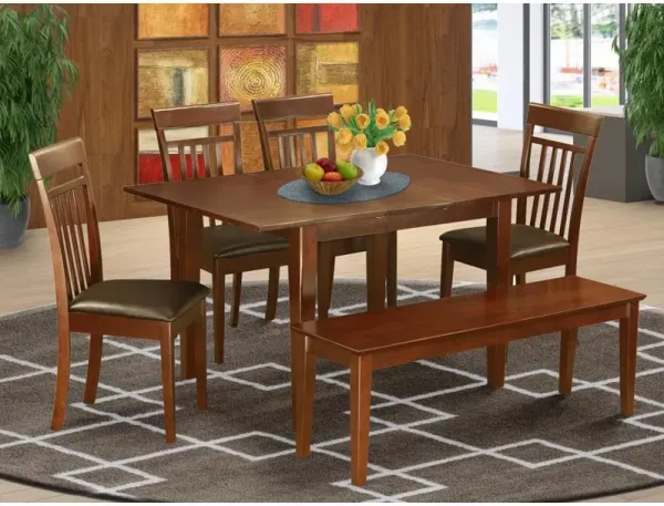 6 PC Table and Chairs set - Kitchen dinette Table and 4 Kitchen Dining Chairs plus a bench