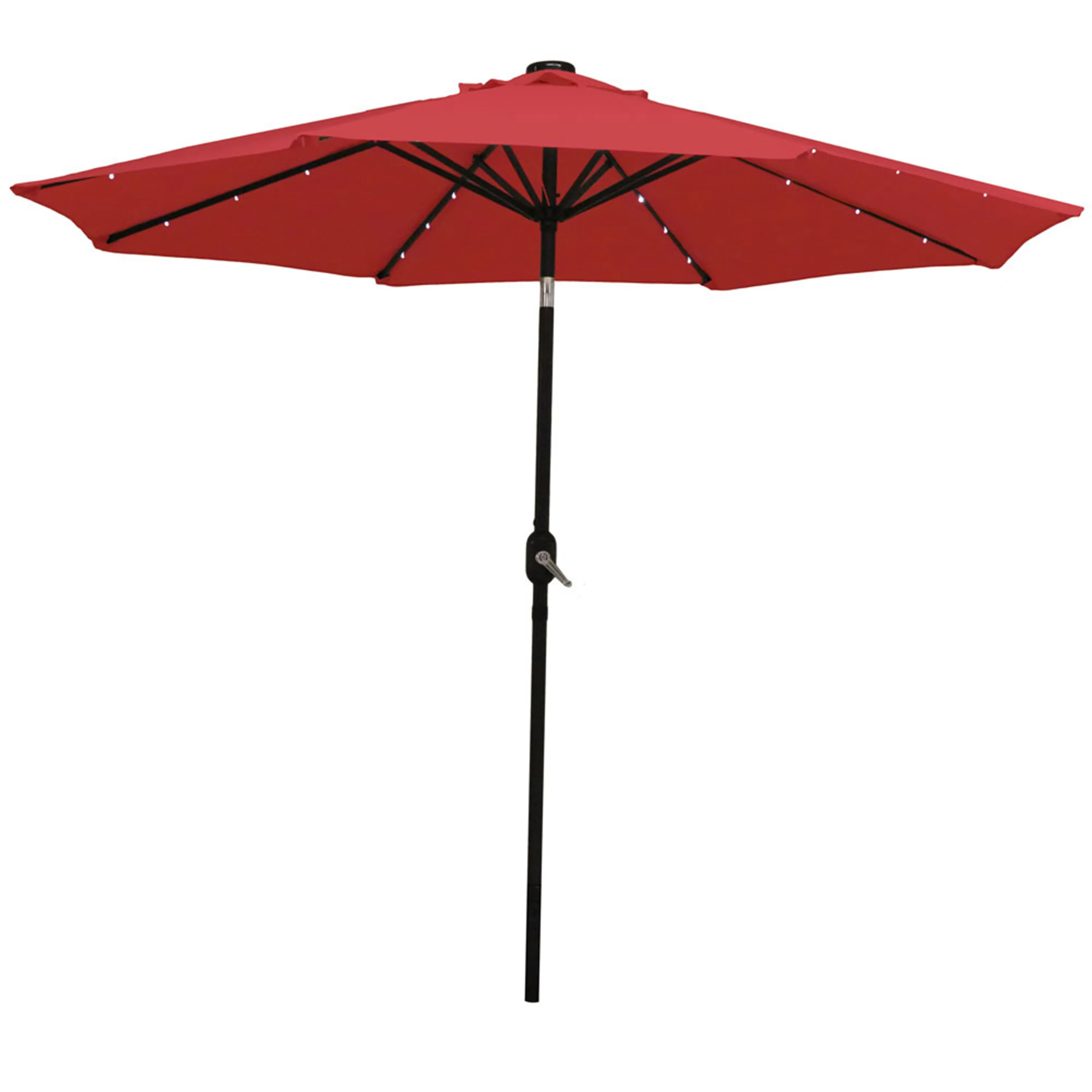 Sunnydaze 9 ft Solar Aluminum Patio Umbrella with Tilt and Crank