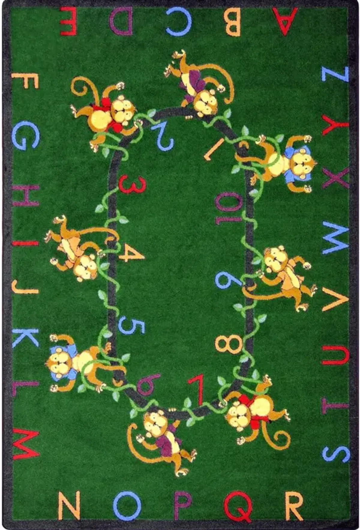 Joy Carpets Kid Essentials Monkey Business 10'9 x 13'2 Area Rug in Color Green