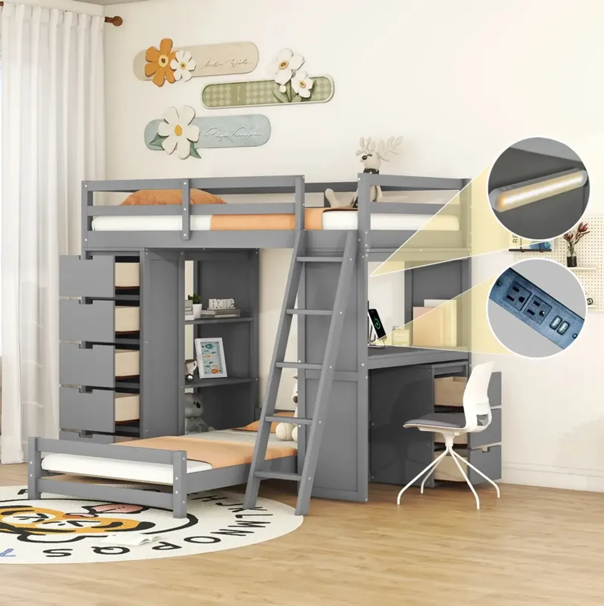 Merax Bunk Bed with LED Light