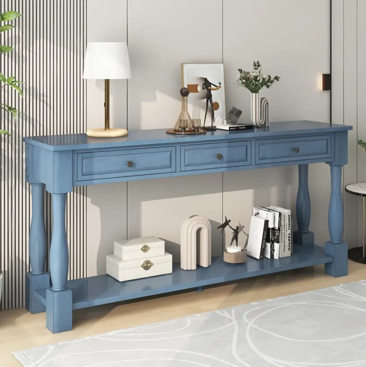 Merax Long Console Table with 3 Drawers