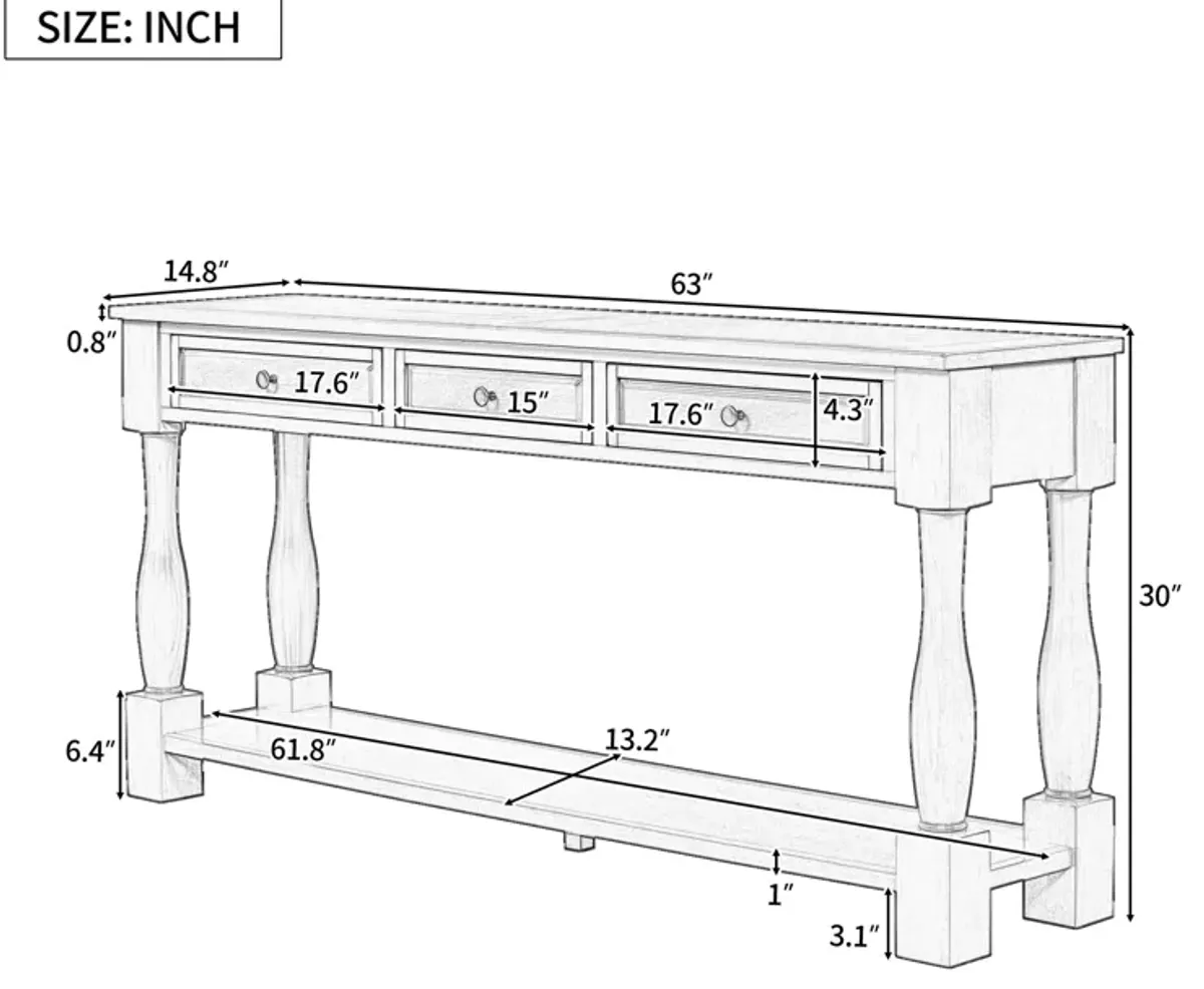 Merax Long Console Table with 3 Drawers