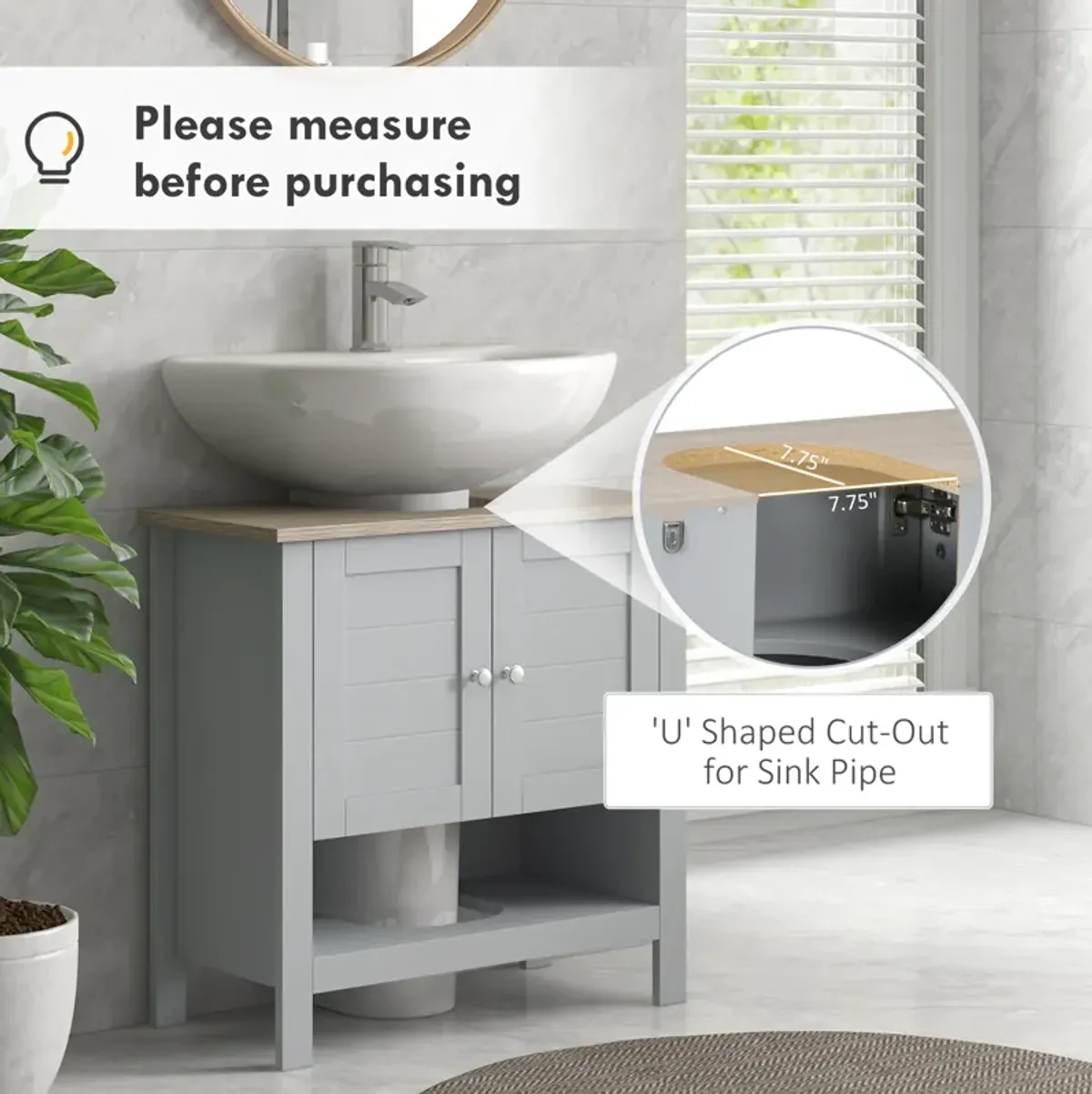 24" Space Saving Pedestal Under Sink Bathroom Vanity Organizer Storage Cabinet