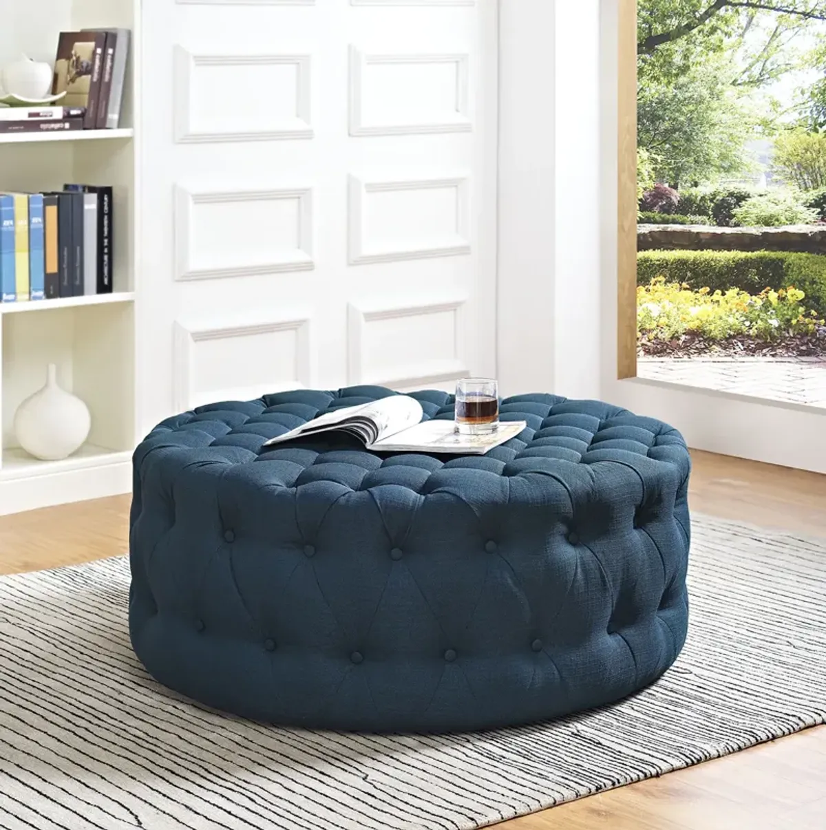 Amour Upholstered Fabric Ottoman Gray EEI-2225-LGR