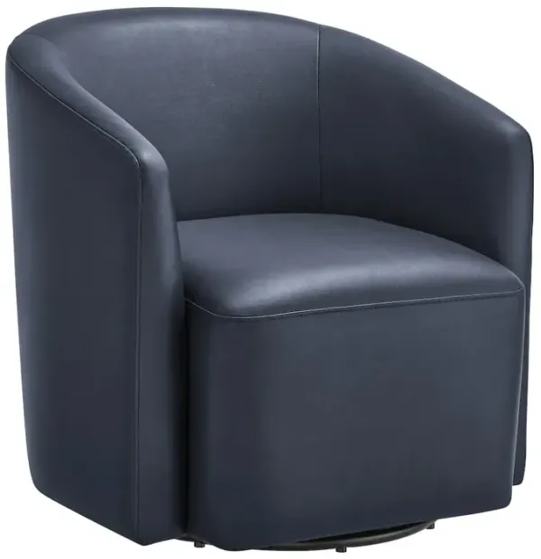 Amhurst Midnight Blue Faux Leather Swivel Barrel Chair