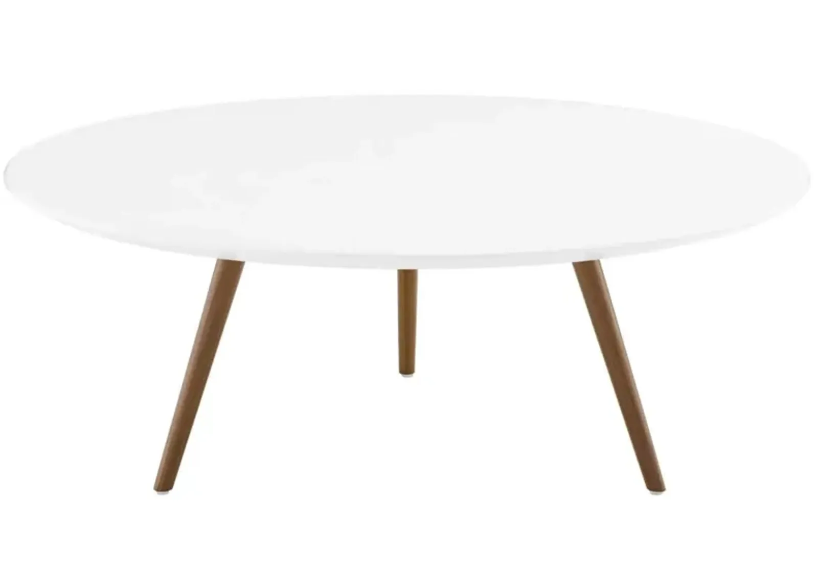 Modway Lippa 40" Mid-Century Modern Round Coffee Table with Tripod Base in Walnut White