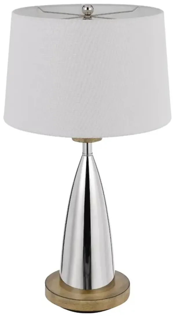 Hivvago 31" Brown Metal Geometric USB Table Lamp With White Empire Shade
