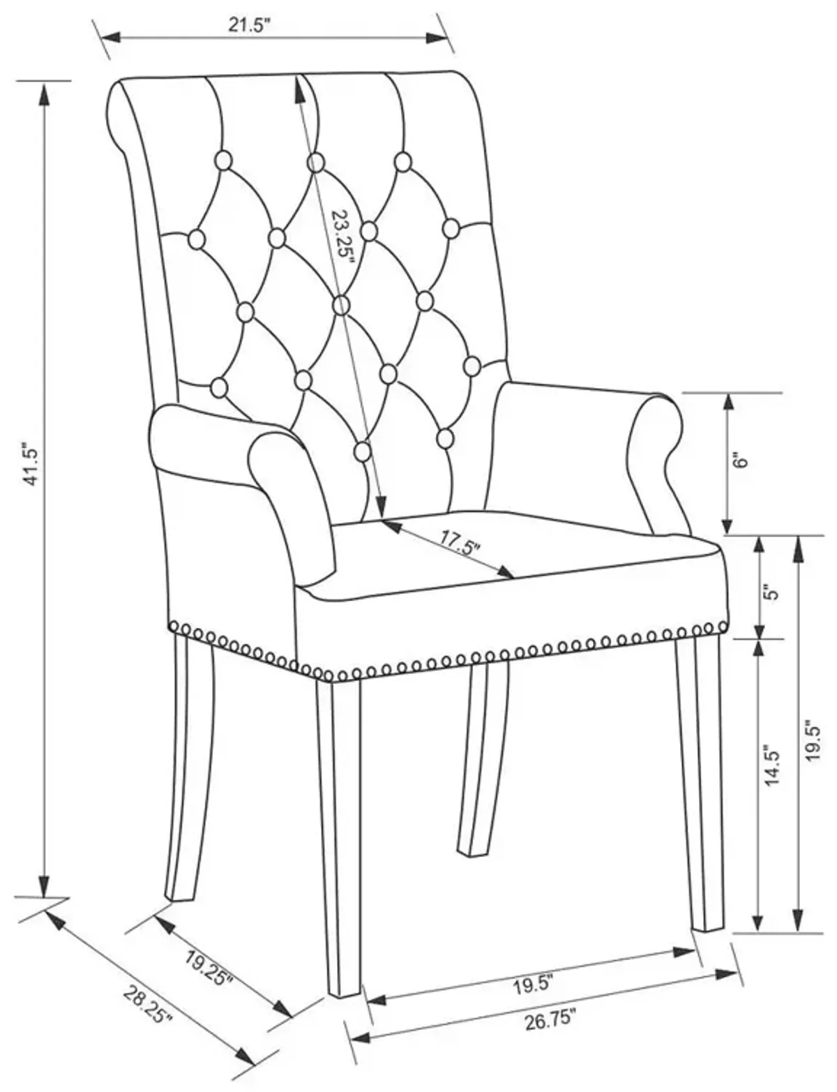 Coaster Co. of America Alana Upholstered Tufted Arm Chair with Nailhead Trim