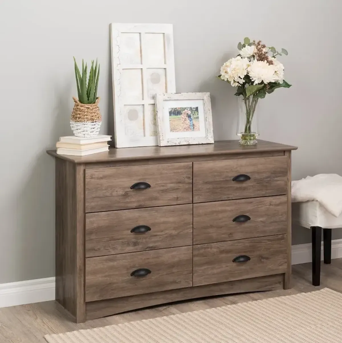 Prepac Salt Spring 6-Drawer Condo Dresser, Drifted Gray