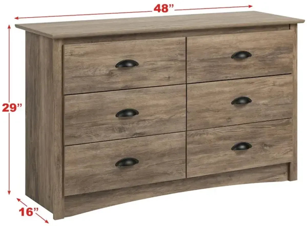 Prepac Salt Spring 6-Drawer Condo Dresser, Drifted Gray