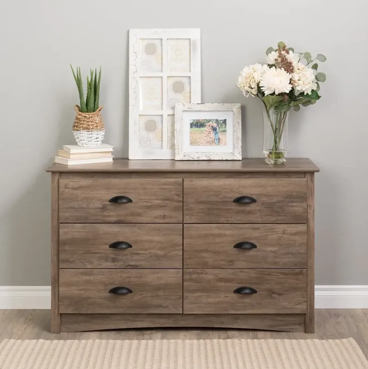 Prepac Salt Spring 6-Drawer Condo Dresser, Drifted Gray