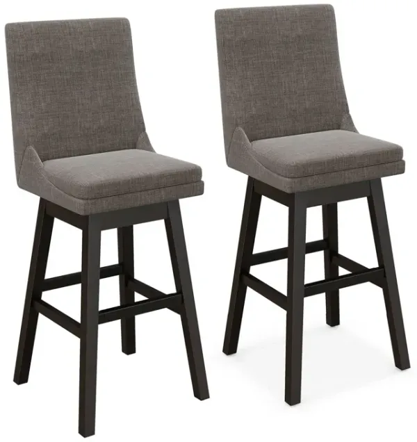 Set of 2 360° Swivel Bar Stool with Rubber Wood Legs Footrest
