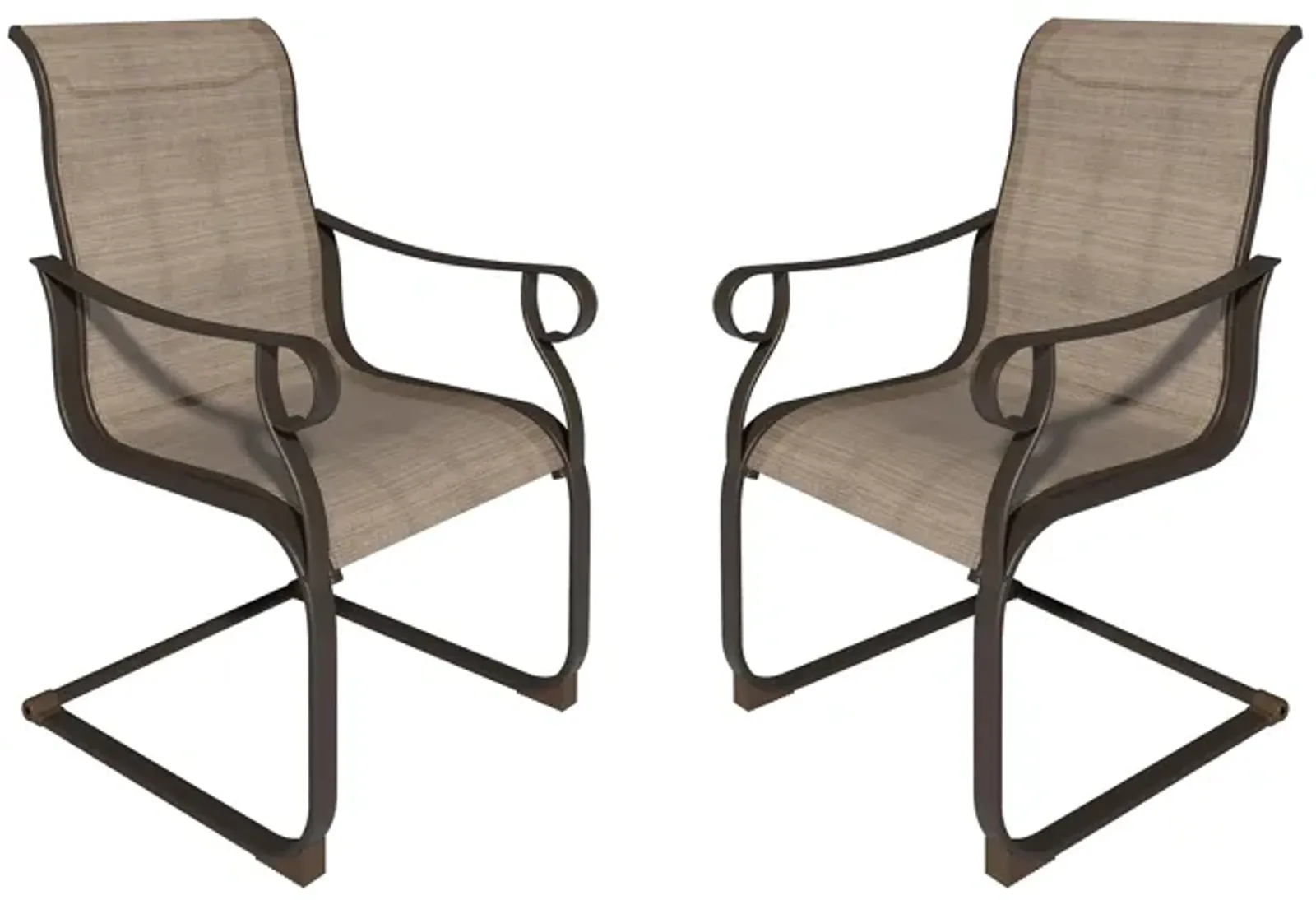 MONDAWE 2Pcs Steel Textiliene Spring Chairs Dining Chair For Patios