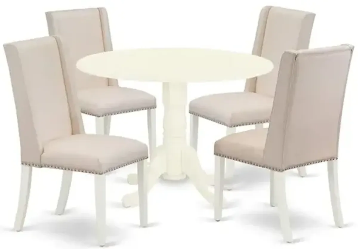 Dining Room Set Linen White, DLFL5-WHI-01