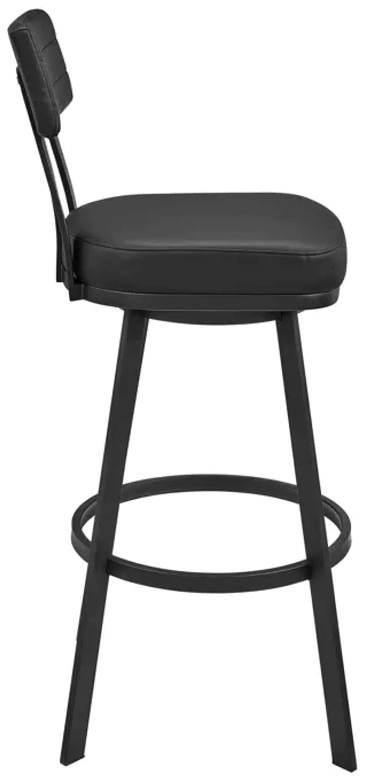 Jinab Swivel Stool in Black Metal with Black Faux Leather