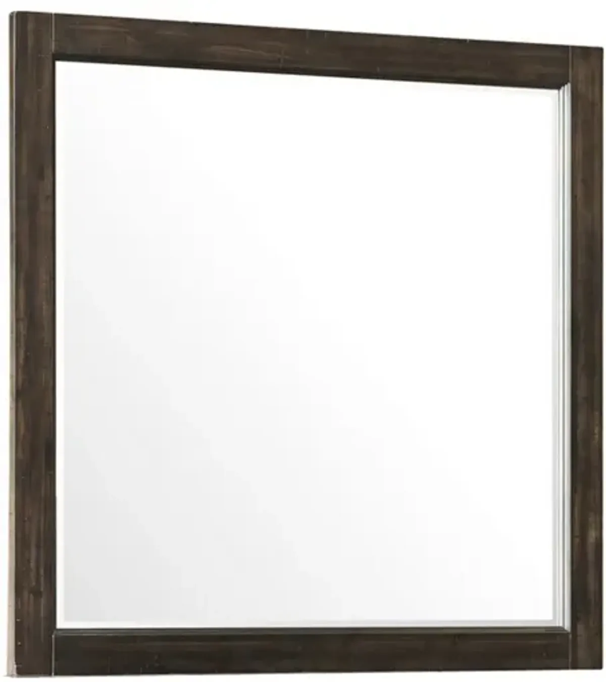 Annu 43 x 43 Dresser Mirror, Transitional, Square Walnut Brown Wood Frame - Benzara