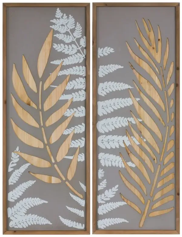 Wood Framed Fern Panel Wall Art (Set of 2)