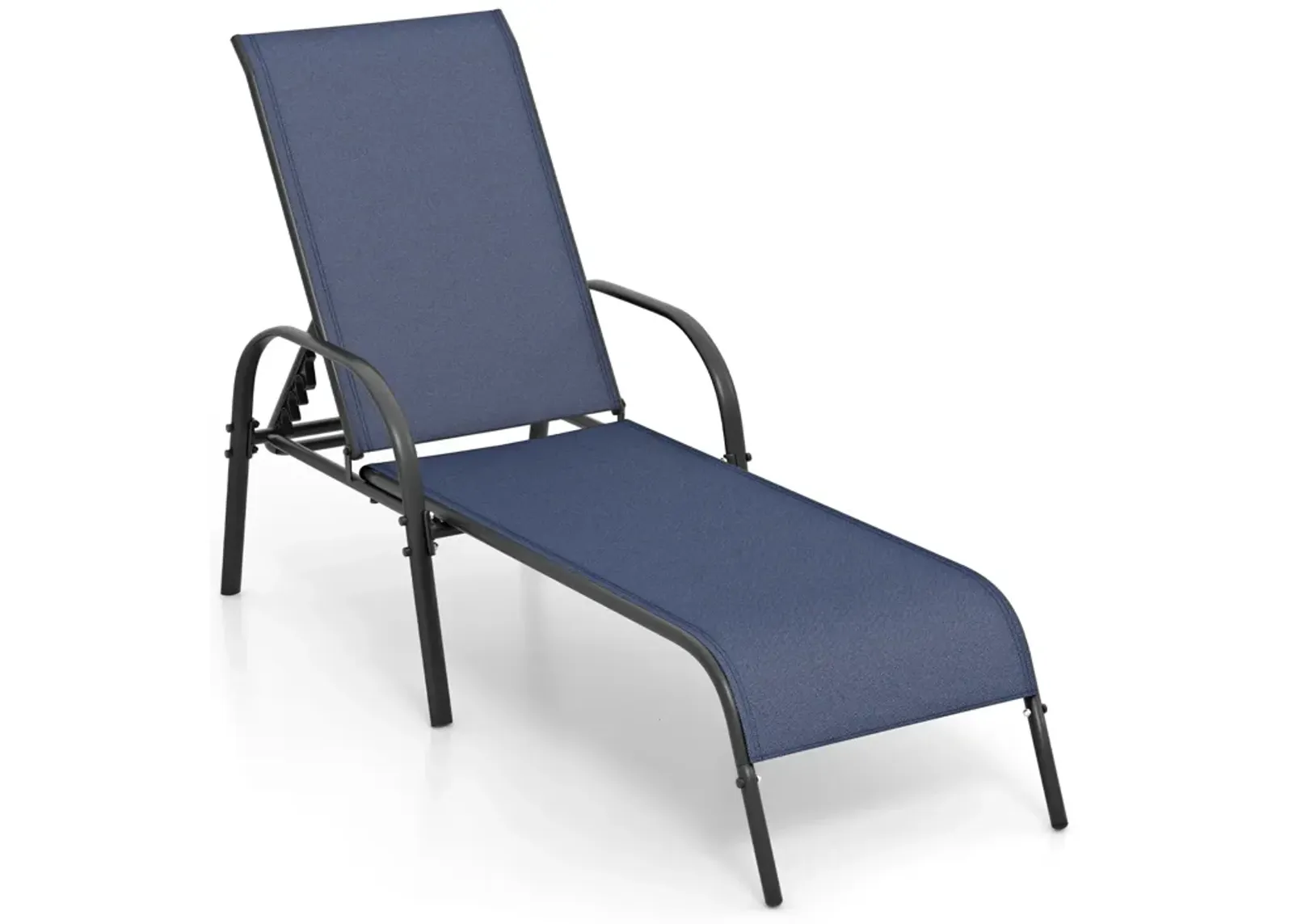 Adjustable Patio Chaise Folding Lounge Chair with Backrest