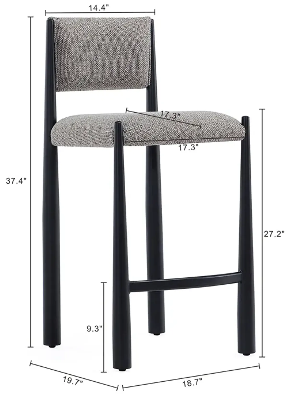 Lennor Metal Boucle Counter Stool in Mushroom