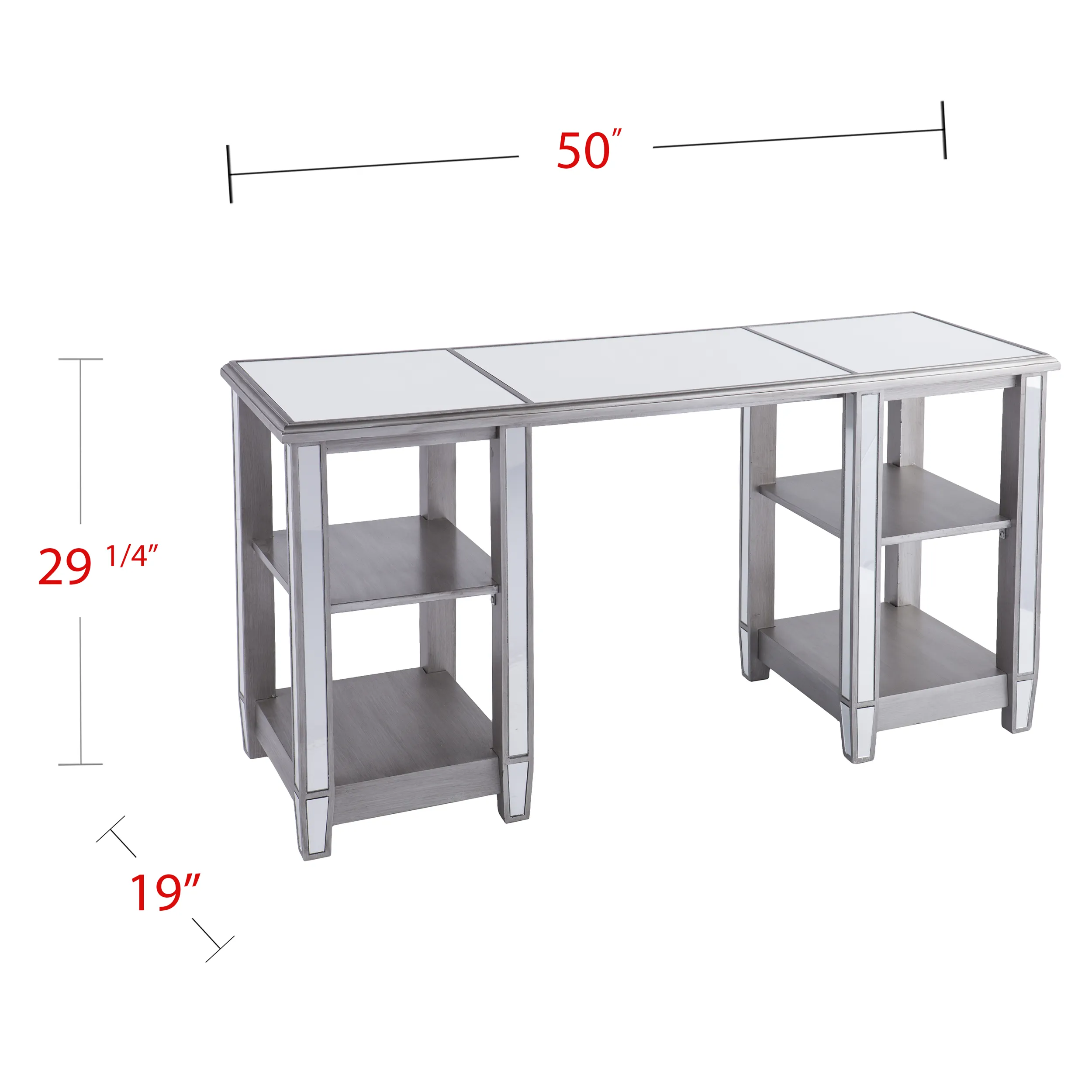 Bromley Mirrored Desk with Shelves