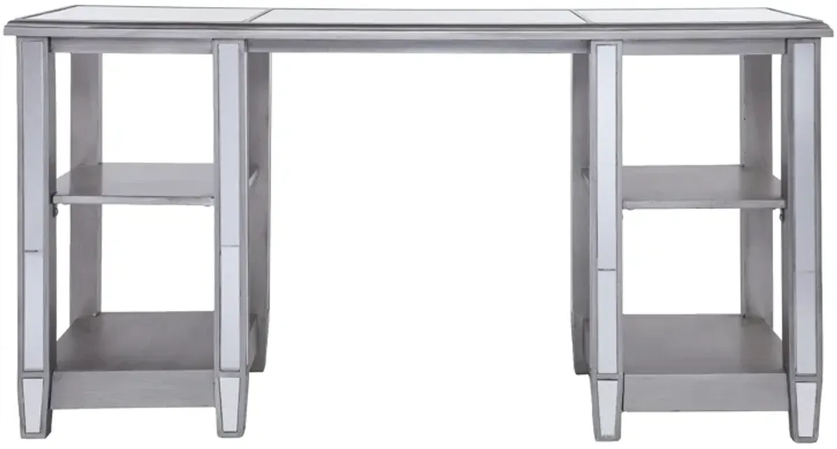 Bromley Mirrored Desk with Shelves