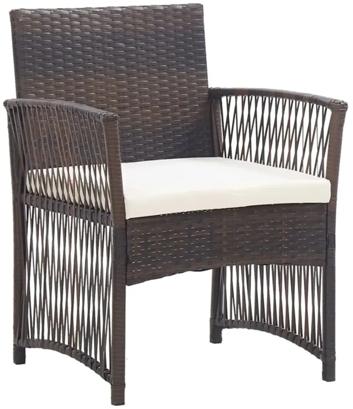 vidaXL Patio Armchairs with Cushions 2 pcs Brown Poly Rattan