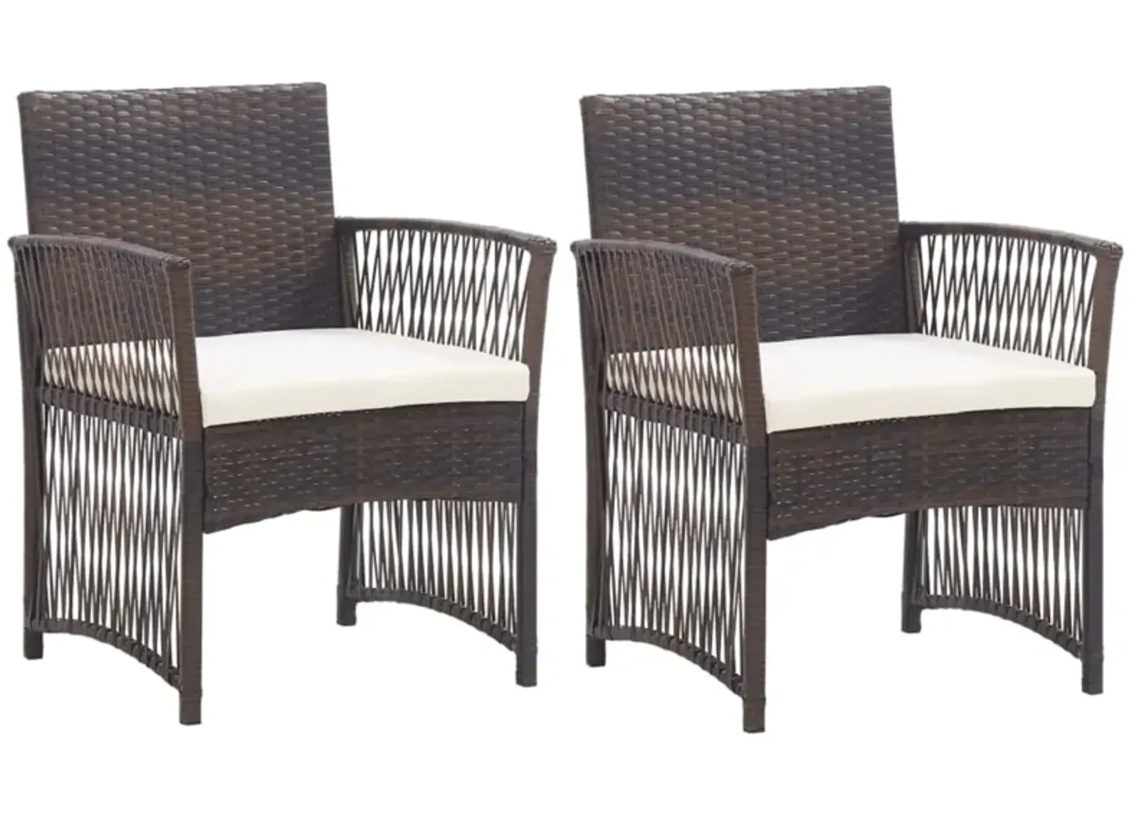 vidaXL Patio Armchairs with Cushions 2 pcs Brown Poly Rattan