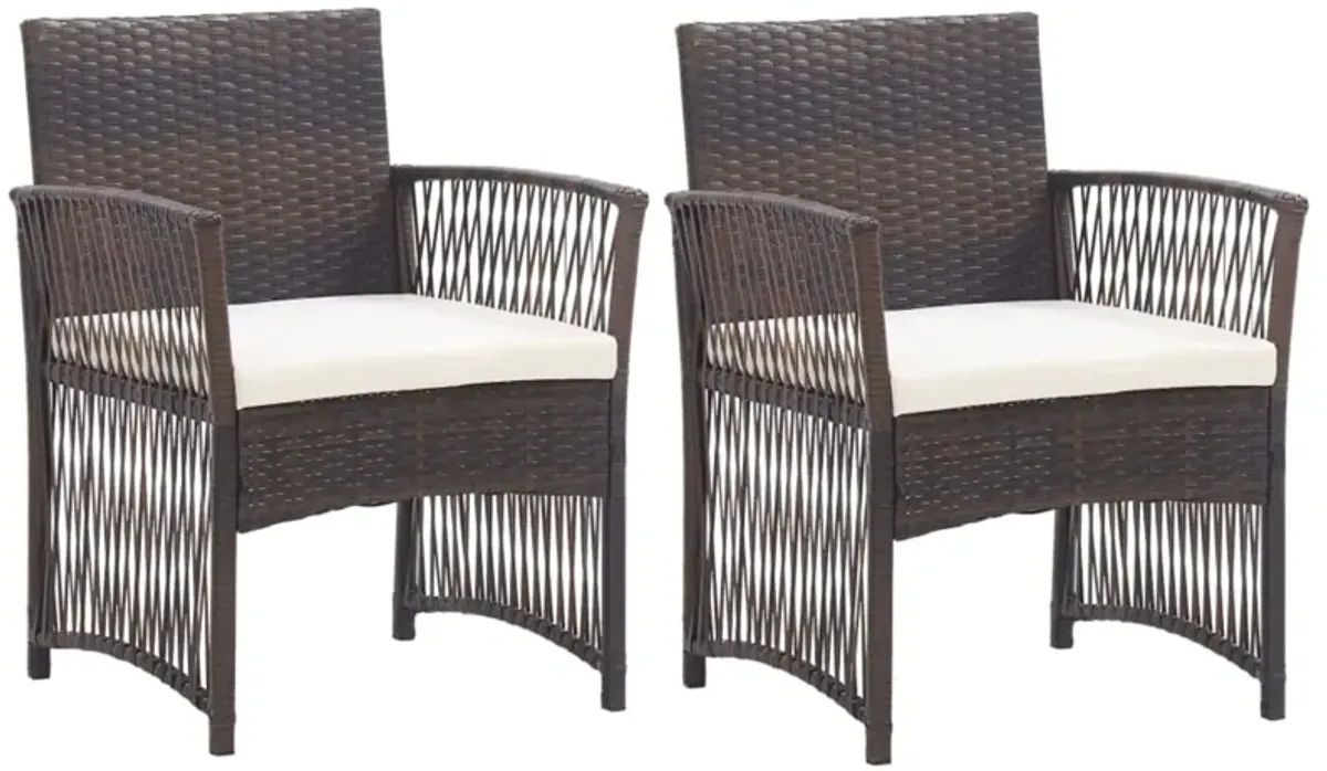 vidaXL Patio Armchairs with Cushions 2 pcs Brown Poly Rattan