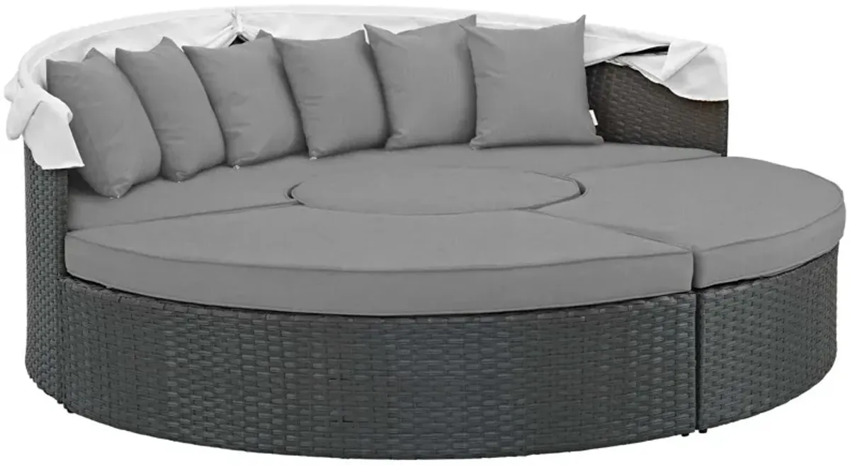 Modway EEI-1986 Sojourn Outdoor Patio Sunbrella Sectional Daybed with Canopy in Canvas Gray