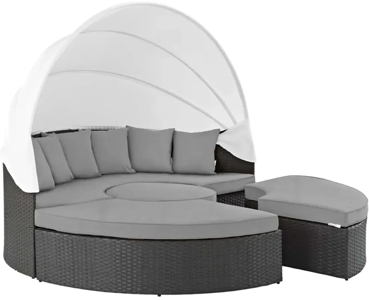 Modway EEI-1986 Sojourn Outdoor Patio Sunbrella Sectional Daybed with Canopy in Canvas Gray