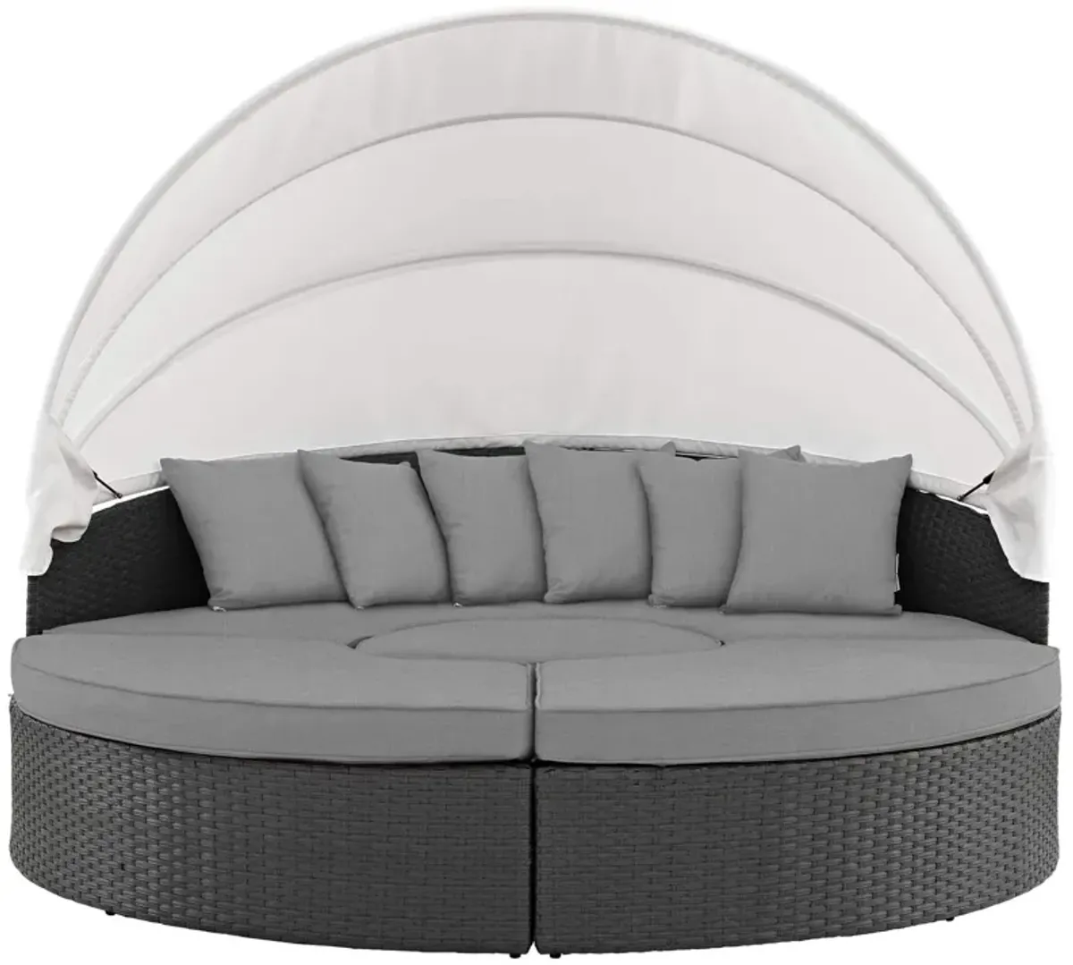 Modway EEI-1986 Sojourn Outdoor Patio Sunbrella Sectional Daybed with Canopy in Canvas Gray