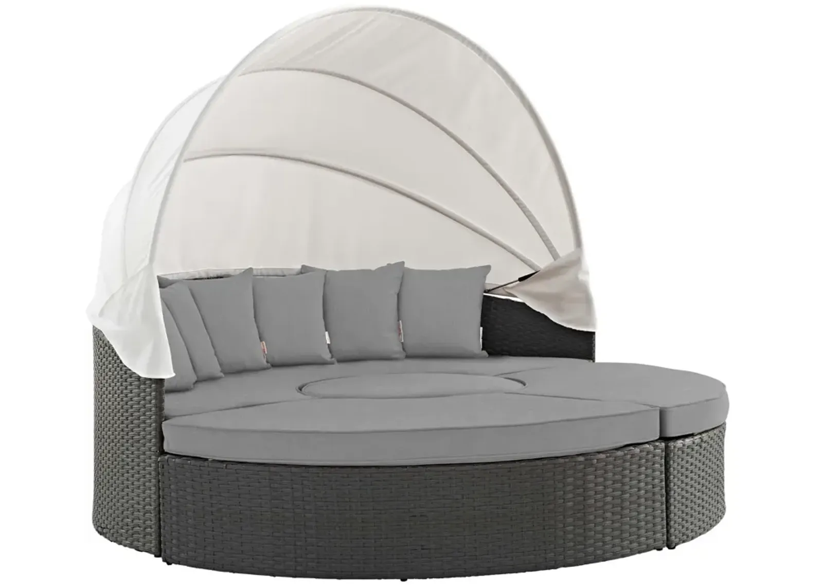 Modway EEI-1986 Sojourn Outdoor Patio Sunbrella Sectional Daybed with Canopy in Canvas Gray