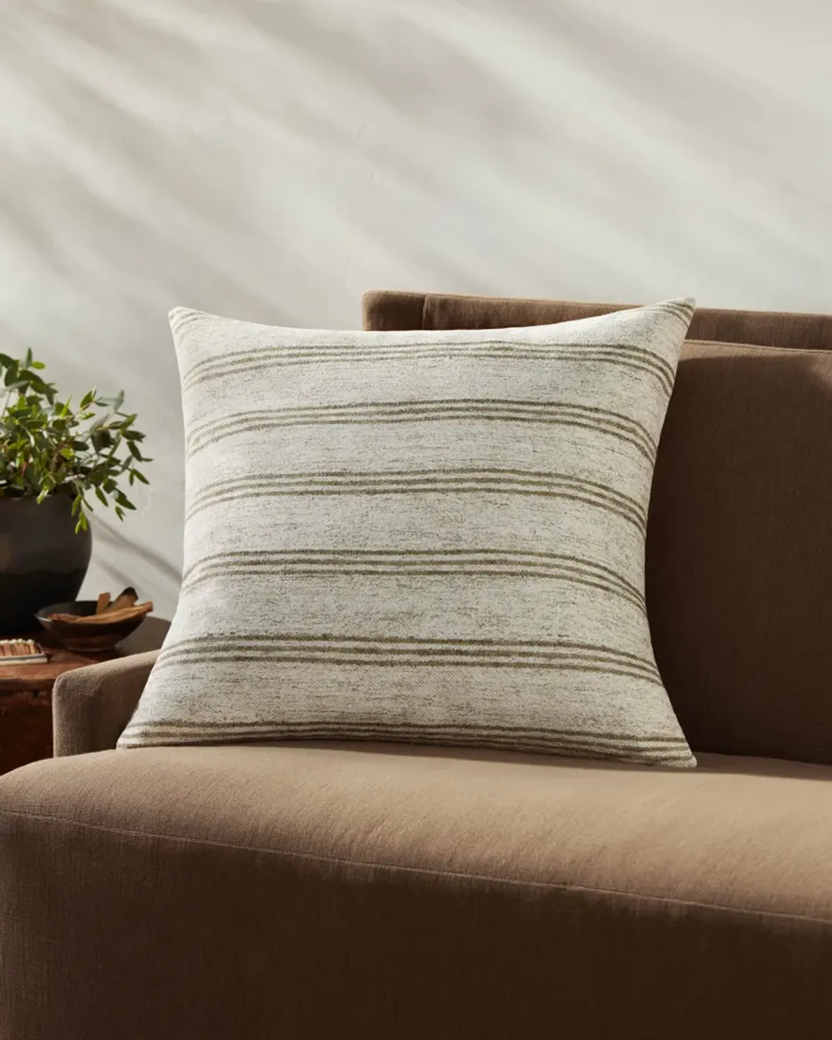 Zephyr PAL0040 Ivory/Olive 22''x22'' Down Pillow by Amber Lewis x Loloi