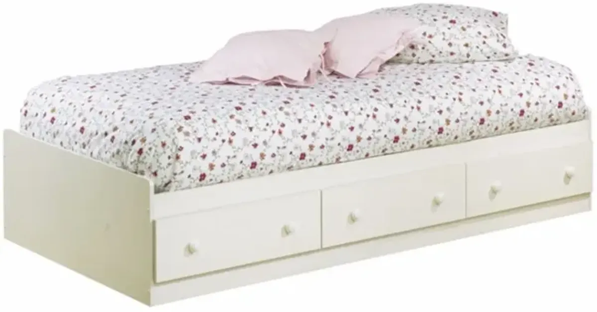 QuikFurn Twin size Platform Bed with 3 Storage Drawers in White Finish