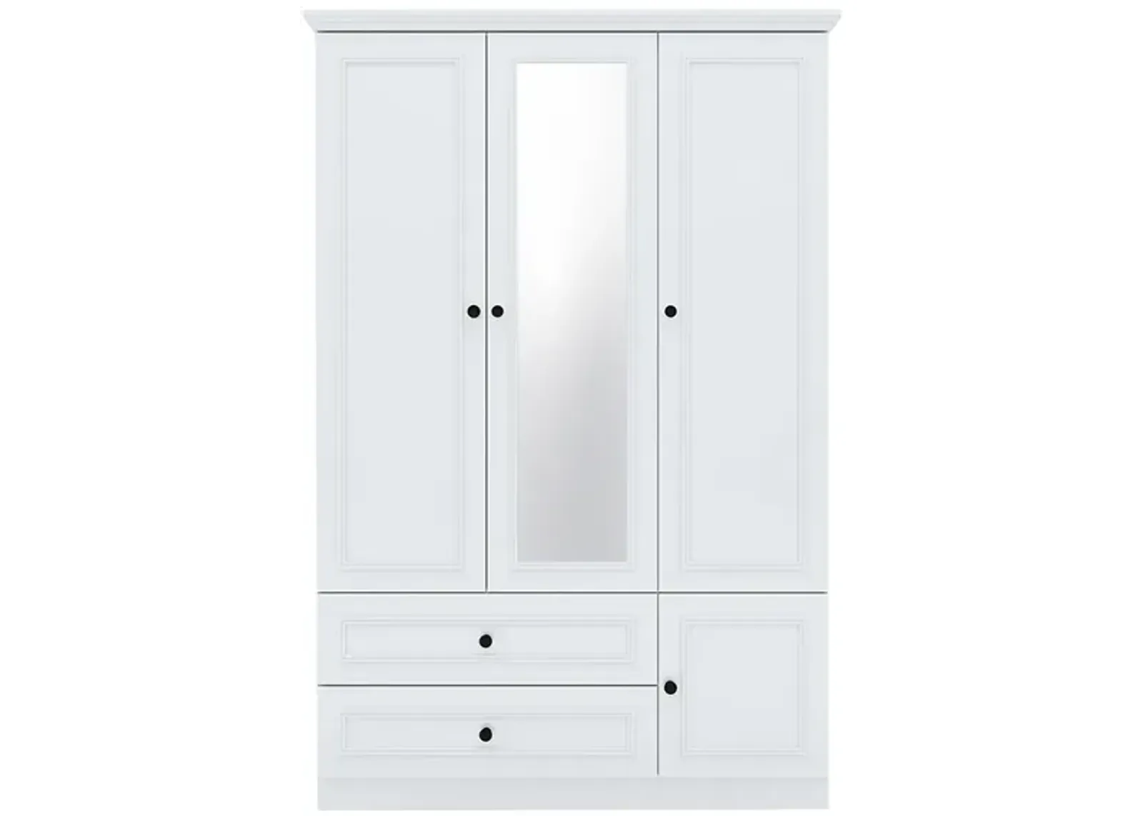 Armoire Wardrobe Closet Wooden with 3 Doors, Hanging Rods, 2 Drawers, Storage Cabinet and Mirror Large Capacity Large Wardrobe Closet for Bedroom, White