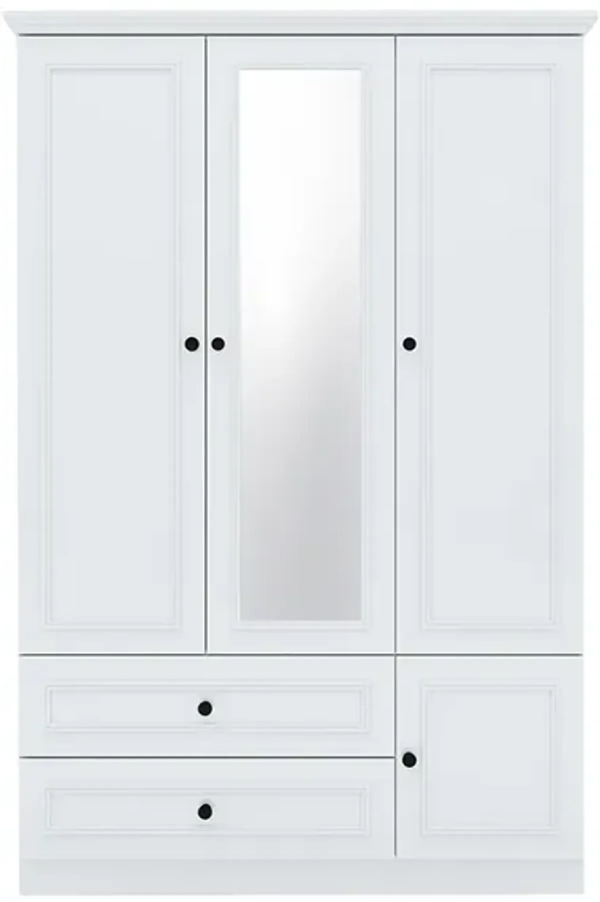 Armoire Wardrobe Closet Wooden with 3 Doors, Hanging Rods, 2 Drawers, Storage Cabinet and Mirror Large Capacity Large Wardrobe Closet for Bedroom, White