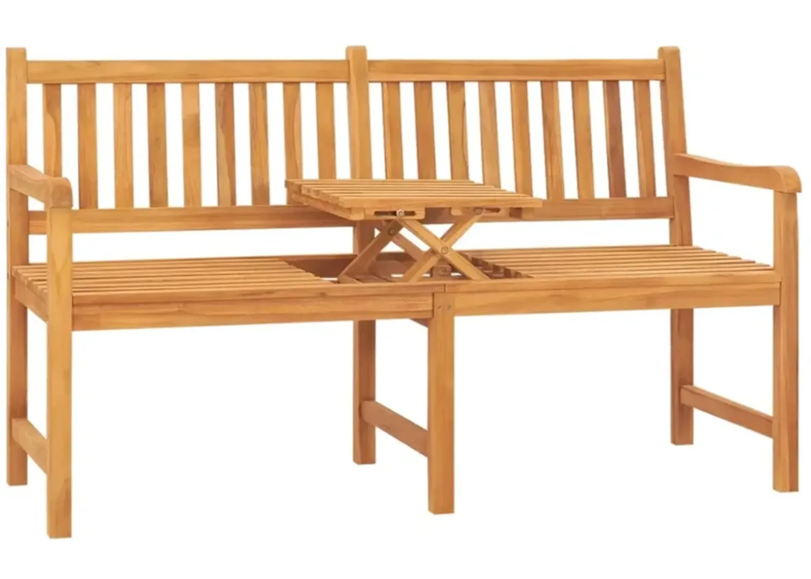 vidaXL 3-Seater Patio Bench with Table 59.1" Solid Teak Wood