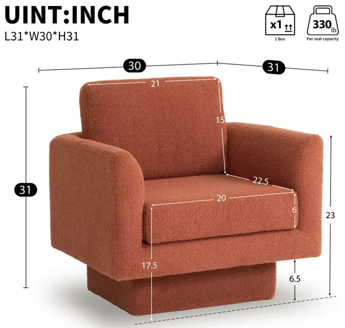 Merax 360 Degree Modern Teddy Swivel Accent Chair