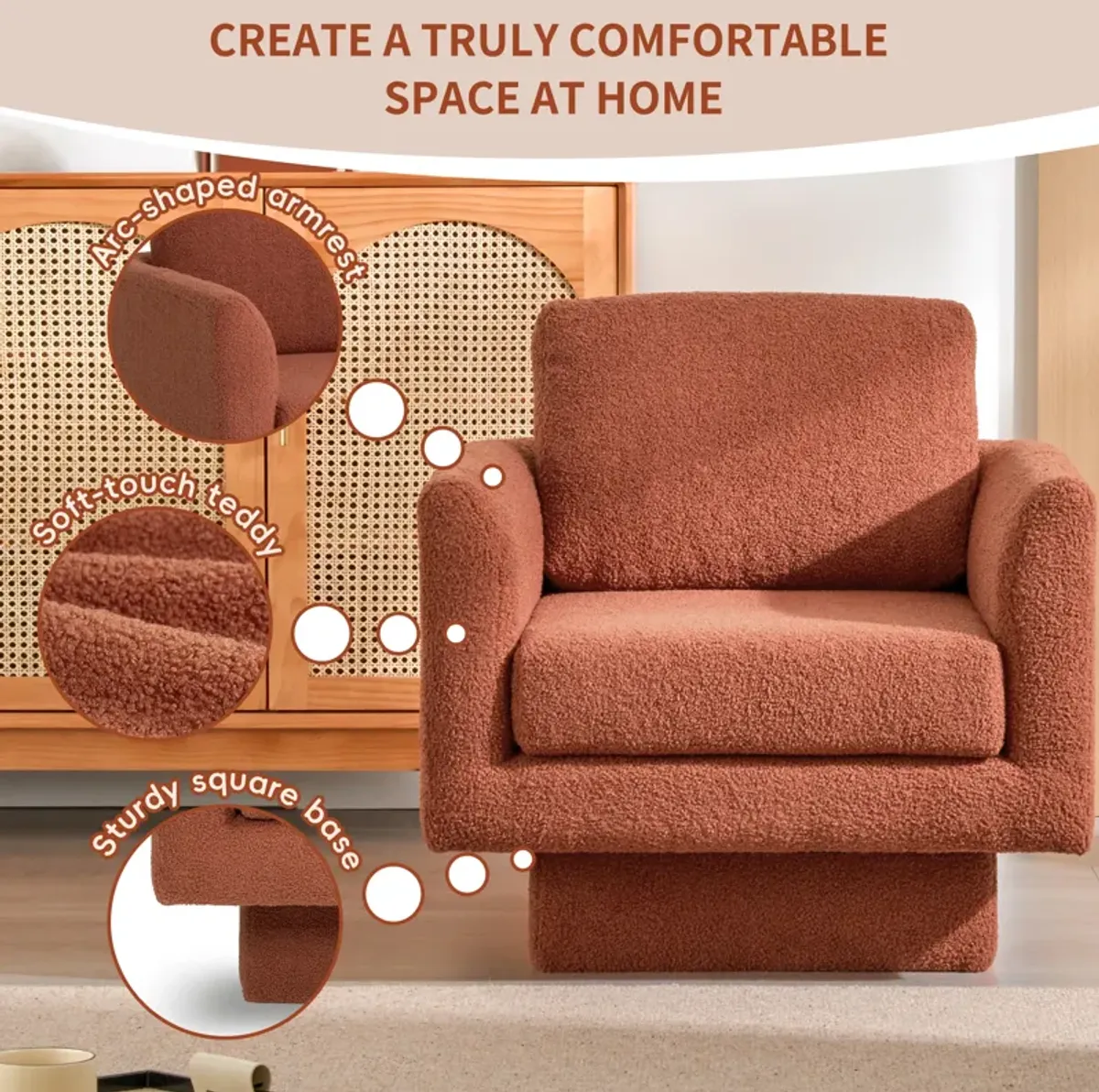 Merax 360 Degree Modern Teddy Swivel Accent Chair