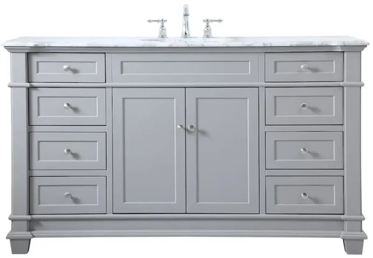 Elegant Kitchen and Bath 60 inch Single Bathroom Vanity set in Grey