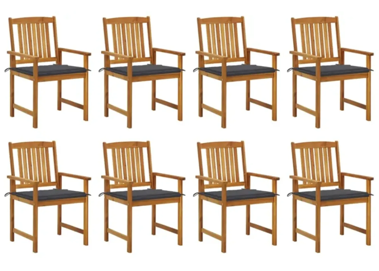 vidaXL Garden Chairs with Cushions 8 pcs Solid Acacia Wood