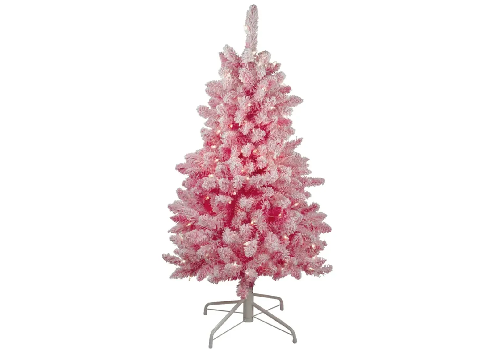 4' Pre-Lit Flocked Pink Pine Slim Artificial Christmas Tree - Clear Lights