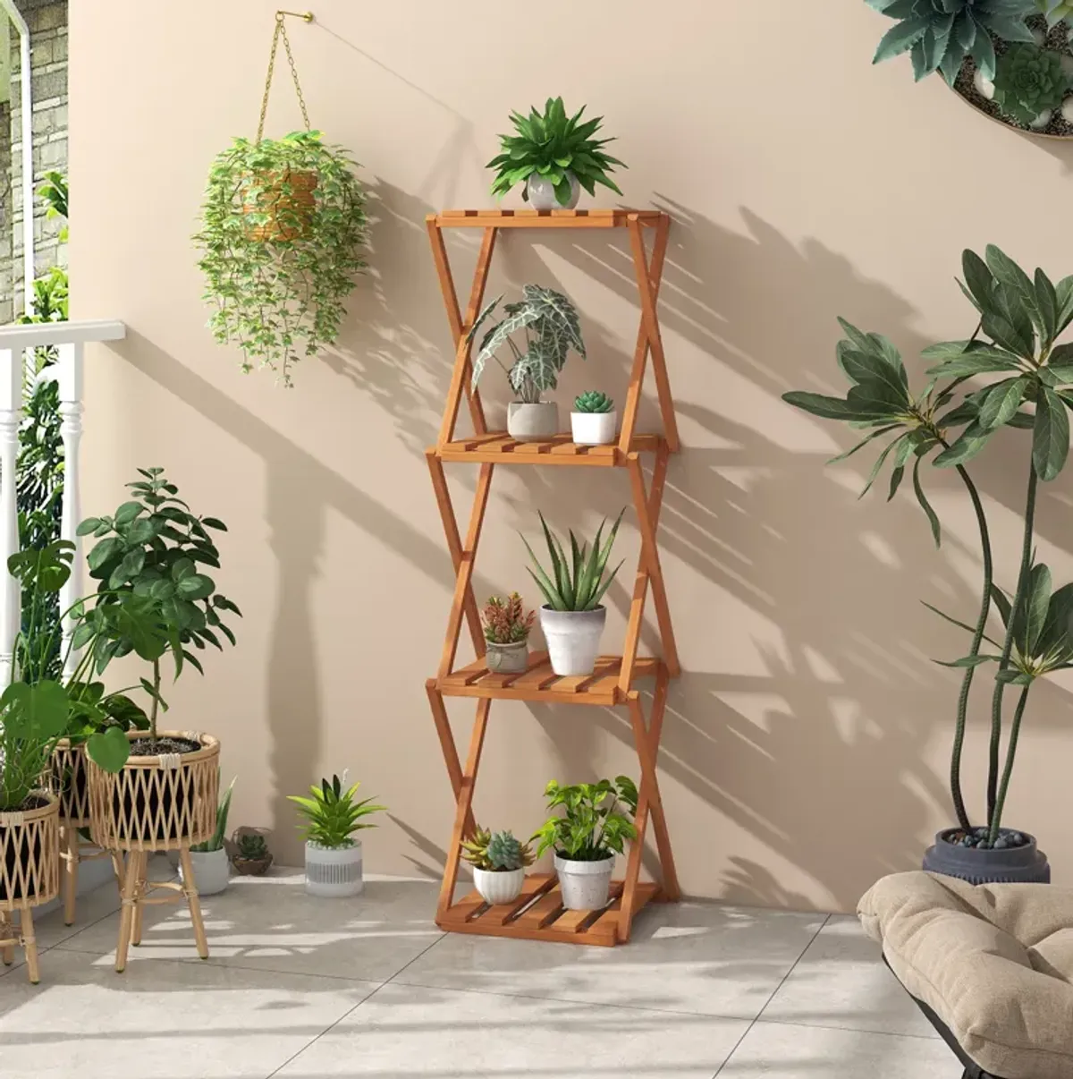 4-Tier Folding Plant Rack and Free Standing Shoe Rack