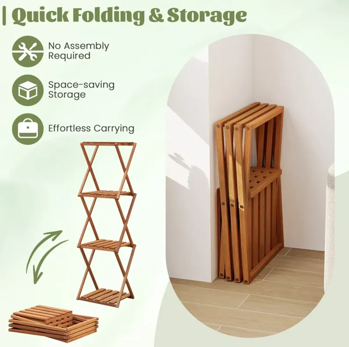 4-Tier Folding Plant Rack and Free Standing Shoe Rack